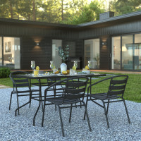 Flash Furniture TLH-089REC-017CBK4-GG Lila 5 Piece Patio Dining Set - 55